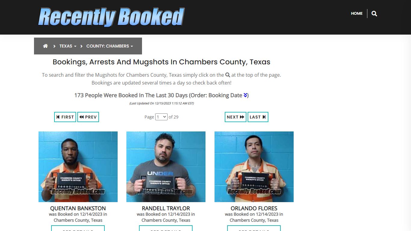 Bookings, Arrests and Mugshots in Chambers County, Texas