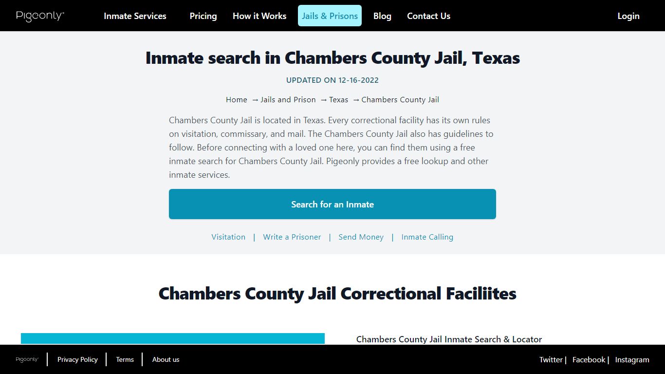 Inmate Search Chambers County Jail, Texas | Pigeonly